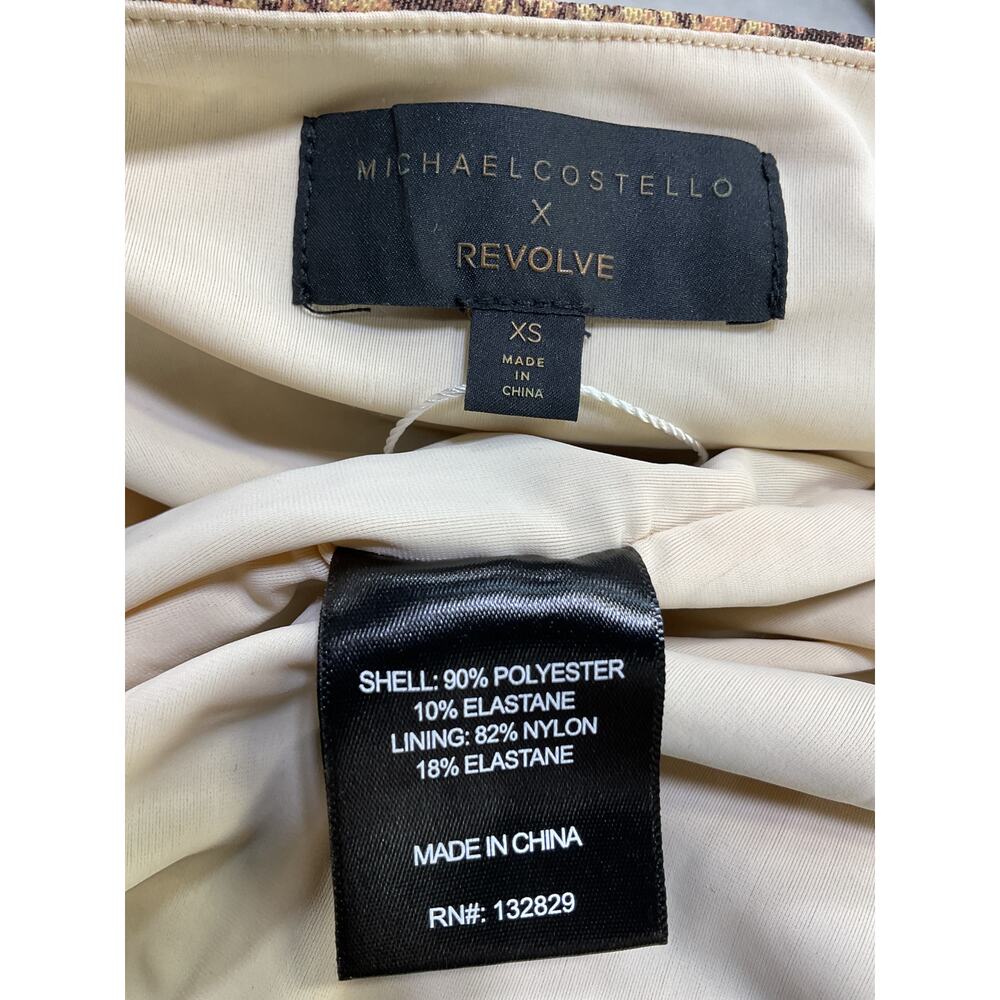 Michael Costello Beige Snake-Print Plunge Long-Sleeve Mini Dress - Picture 4 of 7